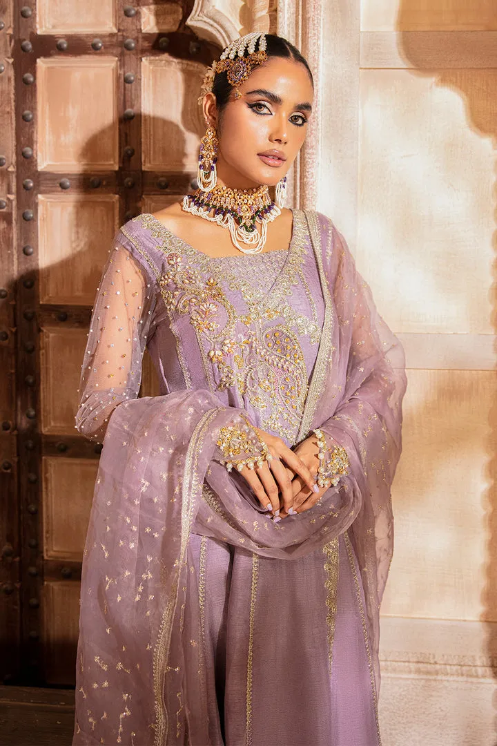 Lilac Angrakha Style Heavily Embroidered Pakistani Wedding Dress