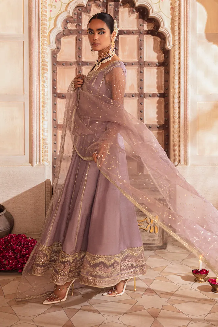 Lilac Angrakha Style Heavily Embroidered Pakistani Wedding Dress