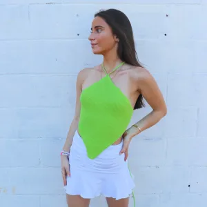 Liliana Lime Crochet Knit Top