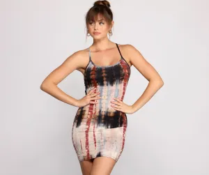 Live It Up Tie Graceful Dye Knit Mini Dress