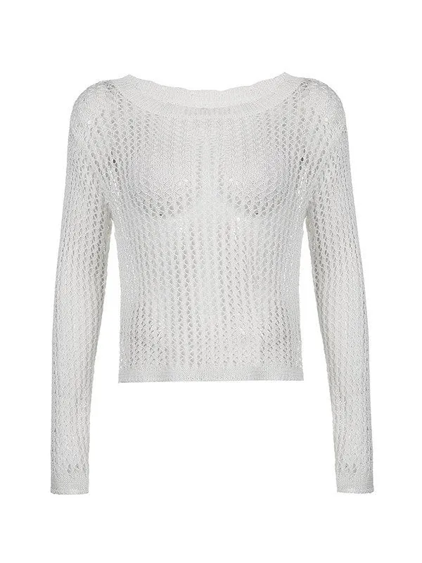 Long sleeve crochet top with lace pattern