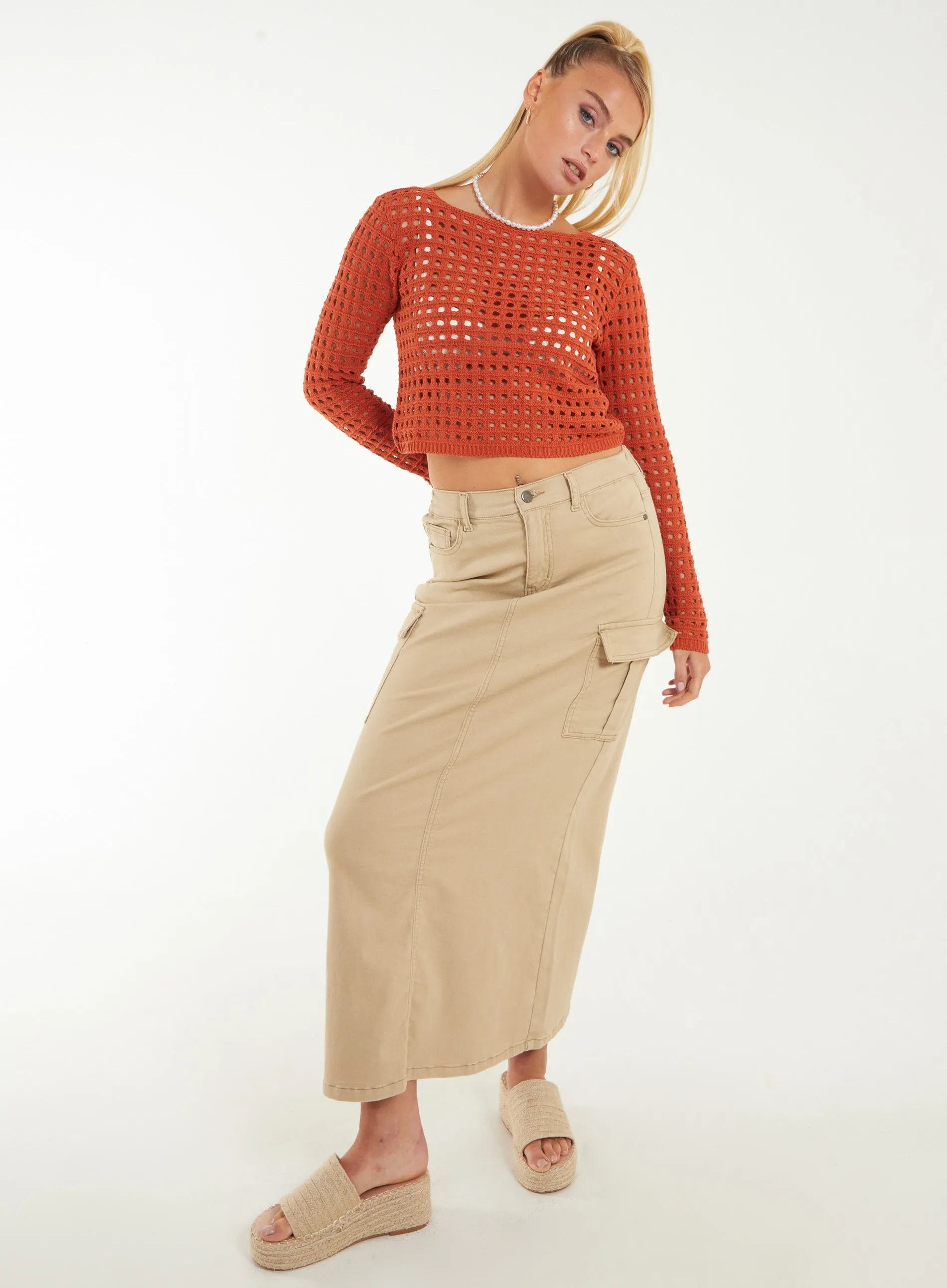 Long Sleeve Crochet Top