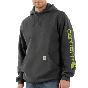 Loose Fit Midweight Logo Sleeve Graphic Hoodie - Carbon Heather - K288