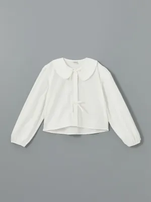 Loose Fit Poplin Bow Girls Shirt