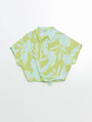 Loose Fit Viscose Tied Girls Shirt