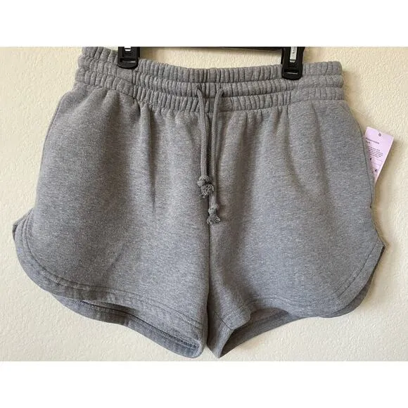 Lot Of 2 High Rise Elastic Waist Drawstring Fleece Dolphin Shorts Size M