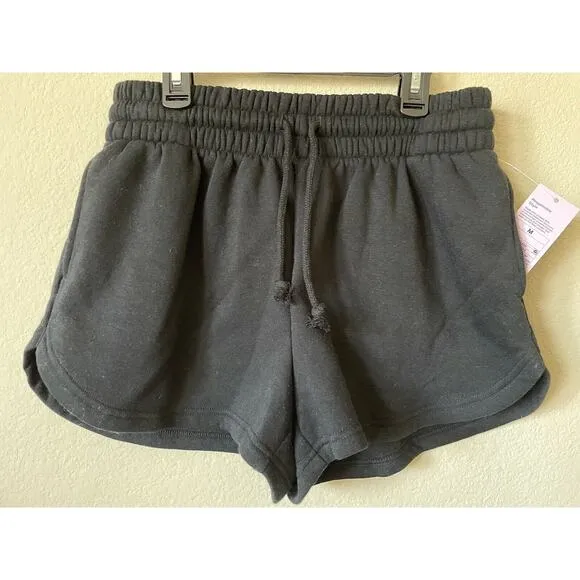 Lot Of 2 High Rise Elastic Waist Drawstring Fleece Dolphin Shorts Size M