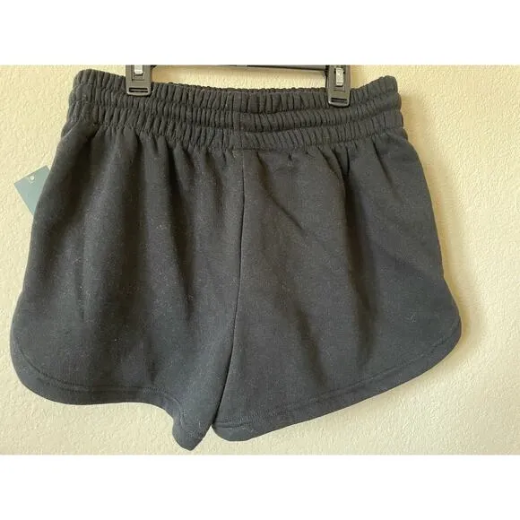 Lot Of 2 High Rise Elastic Waist Drawstring Fleece Dolphin Shorts Size M