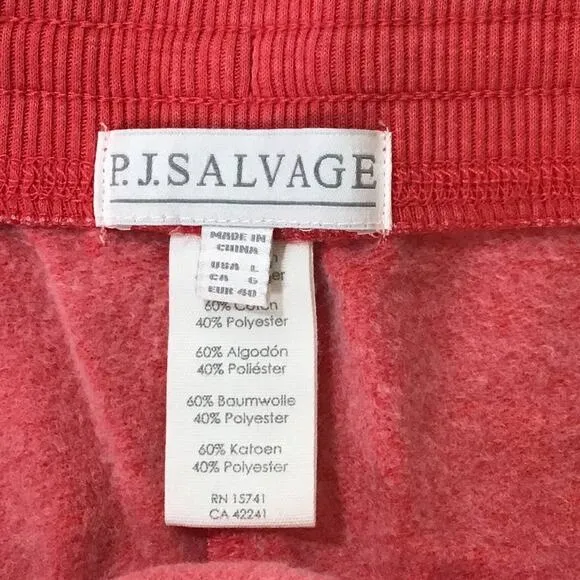 LOT OF 2 PJ SALVAGE L Red Yellow Cotton Drawstring Loungewear Shorts NWT B25