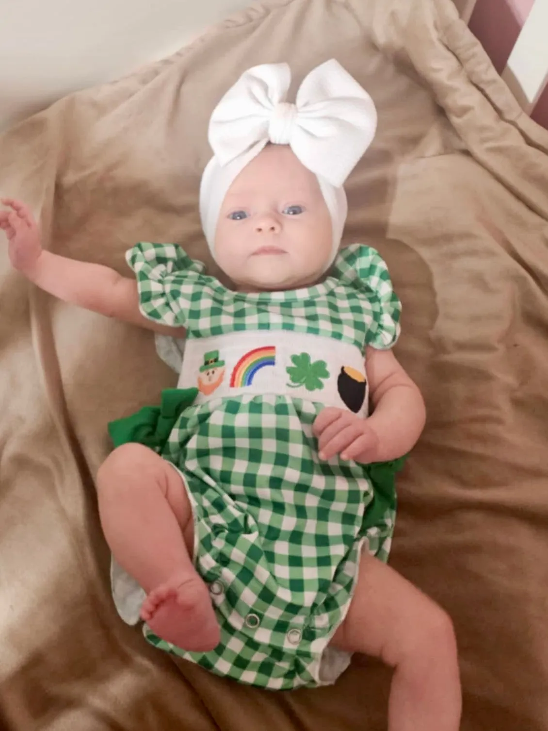 Lucky Charm Smocked Bubble: Green Mix