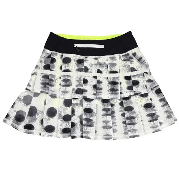 LULULEMON Run: Pace Setter Skirt Sz 2 Seaside Dot White / Black / Black / Ray