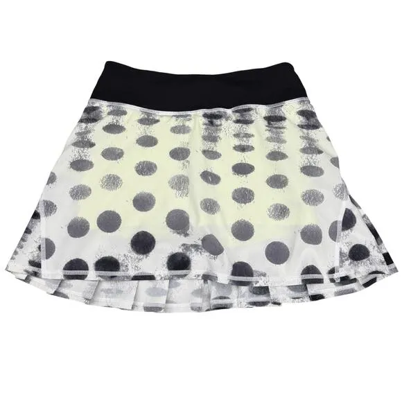 LULULEMON Run: Pace Setter Skirt Sz 2 Seaside Dot White / Black / Black / Ray