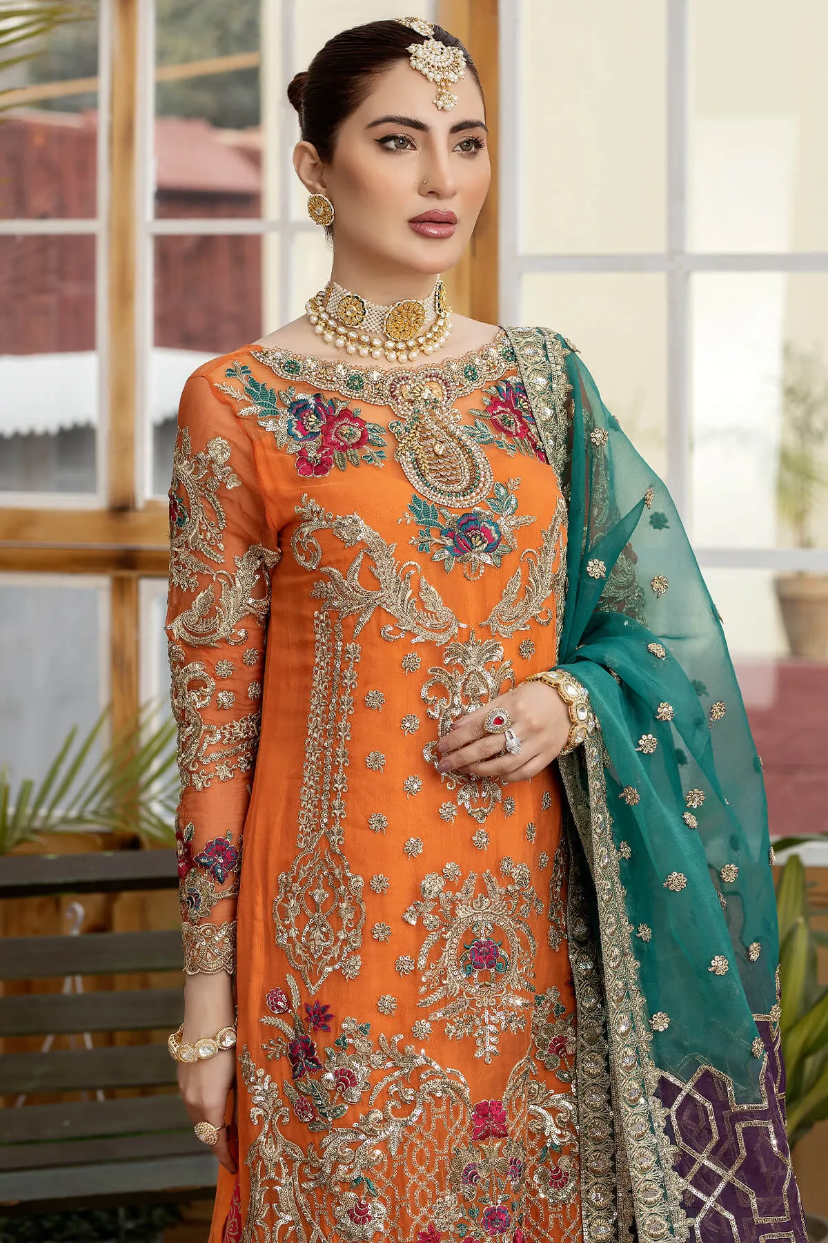 Luxury Embroidered Pakistani Party Dress Long Kameez Gharara Suit
