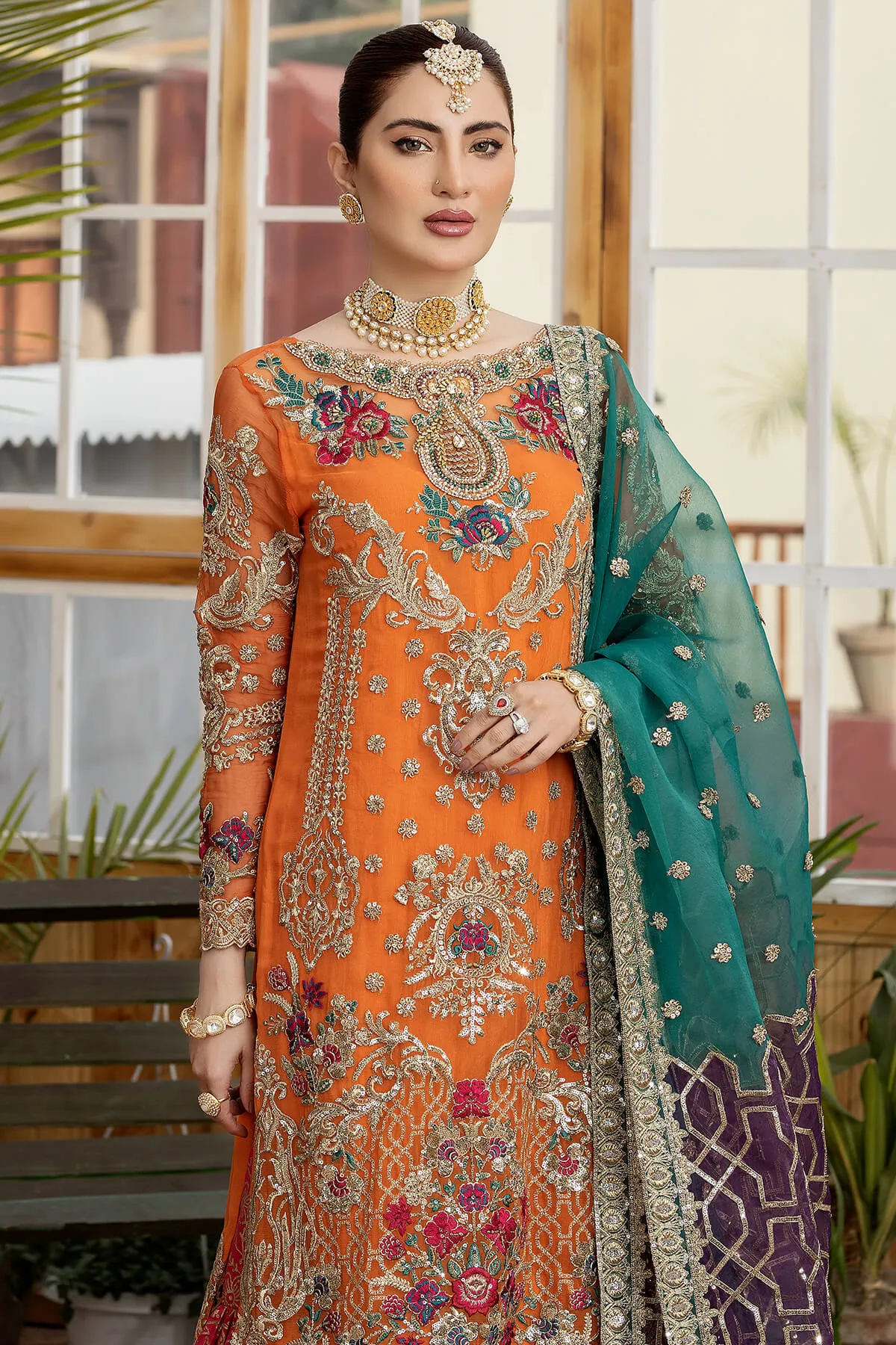 Luxury Embroidered Pakistani Party Dress Long Kameez Gharara Suit