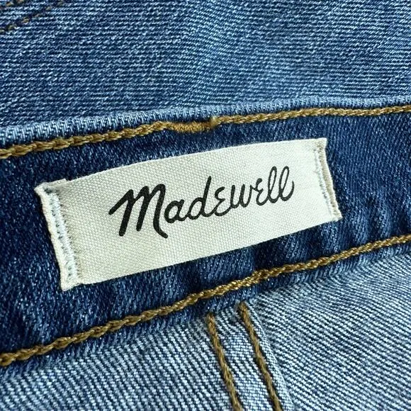 Madewell Cuffed Raw Hem High Rise Denim Shorts Lemoyne Wash Blue Size 24 NWT