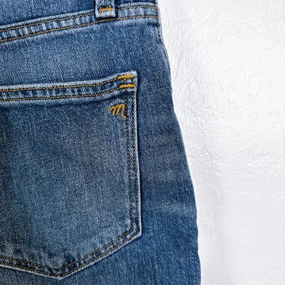 Madewell Cuffed Raw Hem High Rise Denim Shorts Lemoyne Wash Blue Size 24 NWT