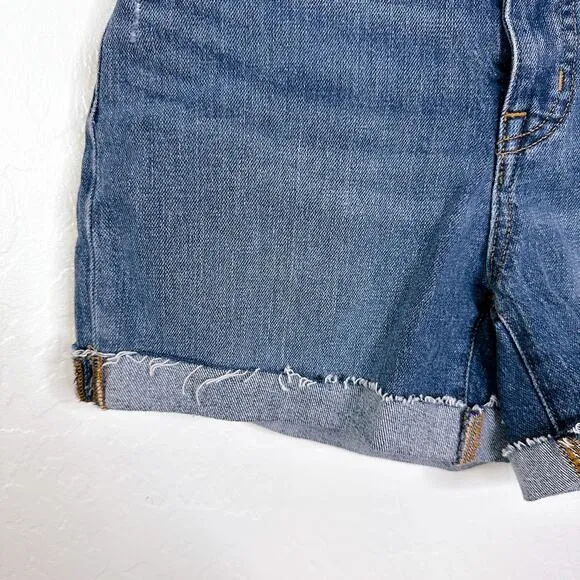 Madewell Cuffed Raw Hem High Rise Denim Shorts Lemoyne Wash Blue Size 24 NWT