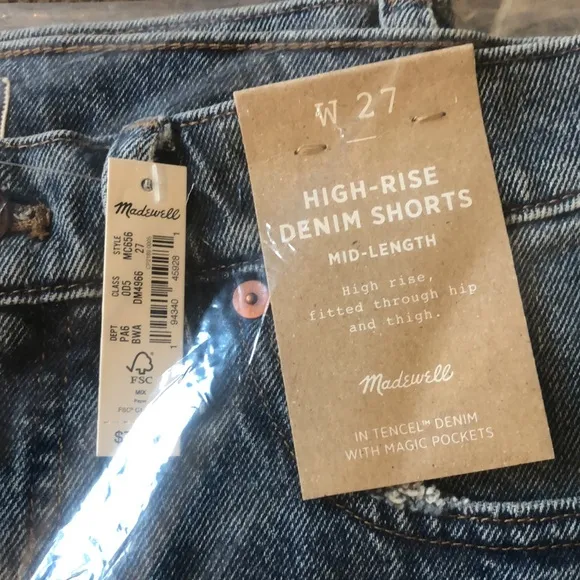 MADEWELL High Waist Mid Length Denim Shorts NWT