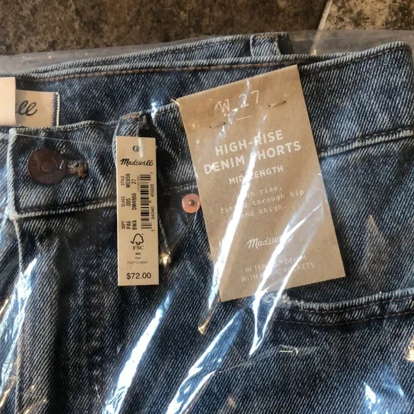 MADEWELL High Waist Mid Length Denim Shorts NWT
