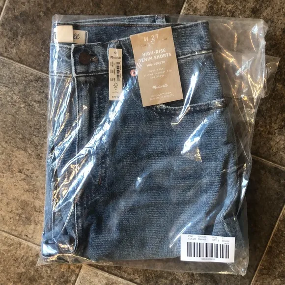 MADEWELL High Waist Mid Length Denim Shorts NWT