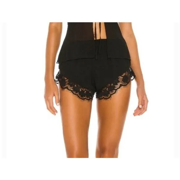 Majorelle -  Lace Trim Sleep Shorts in Black