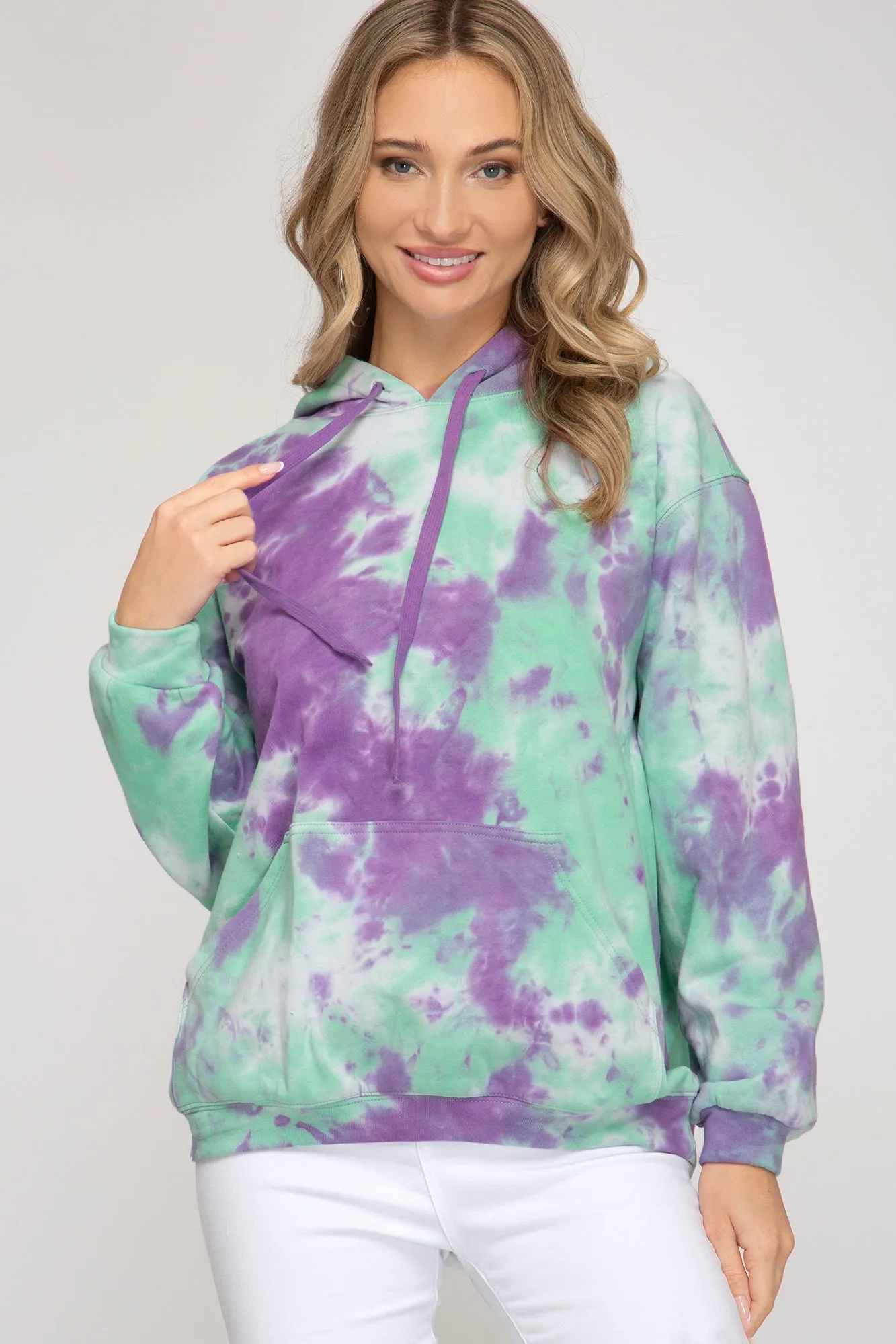 MANDY TIEDYE HOODIE (PURPLE/GREEN)