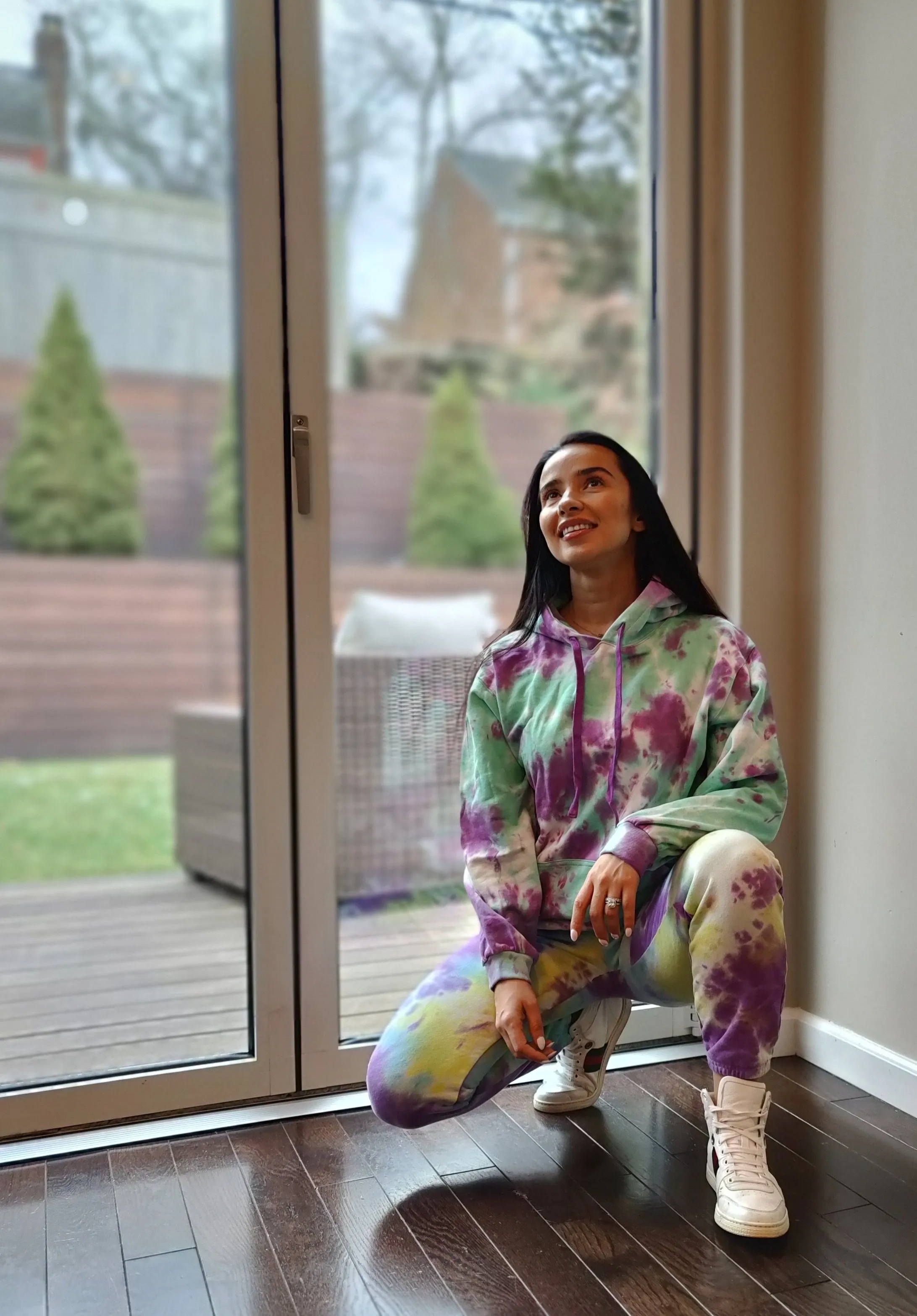 MANDY TIEDYE HOODIE (PURPLE/GREEN)