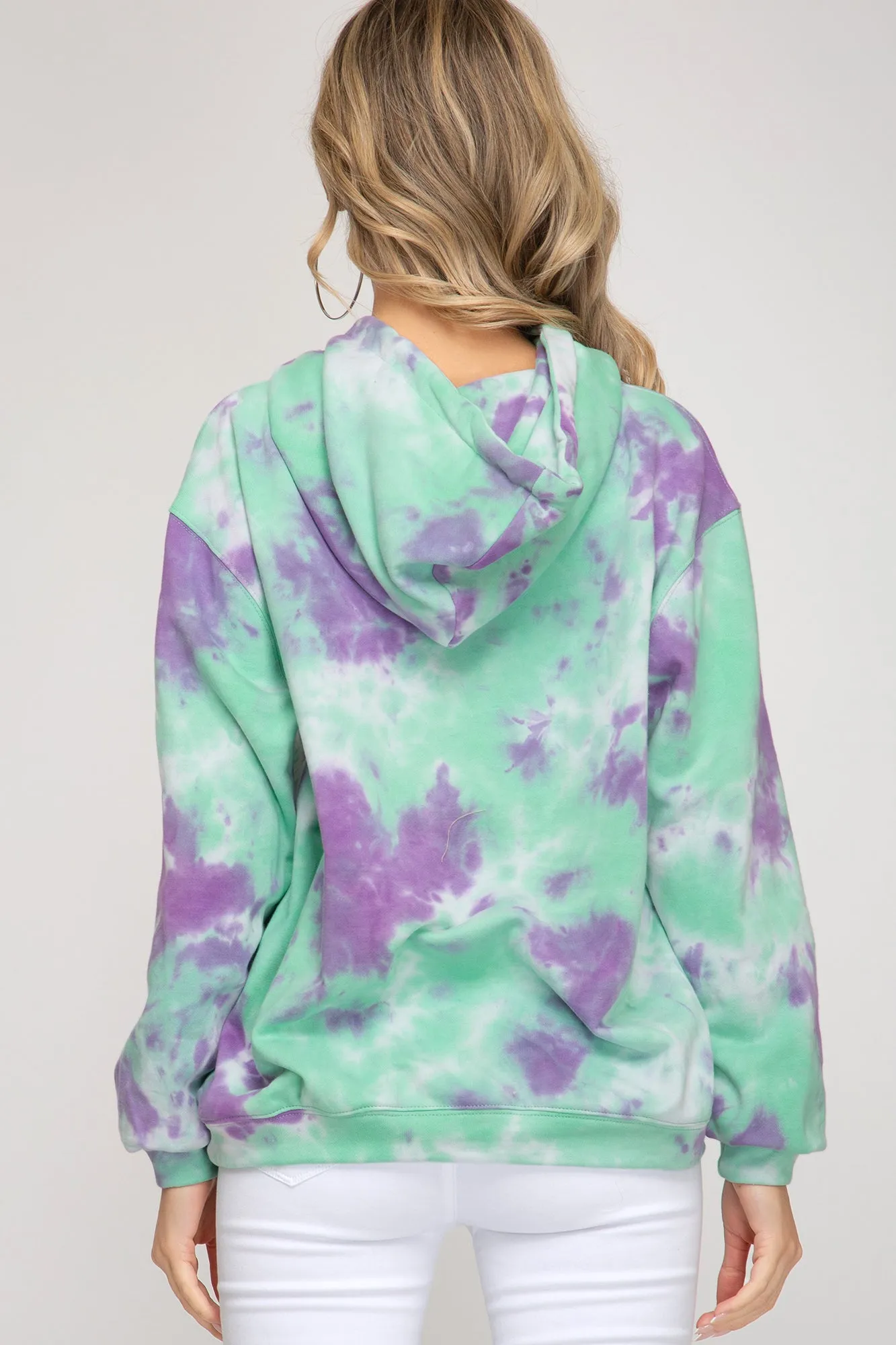 MANDY TIEDYE HOODIE (PURPLE/GREEN)