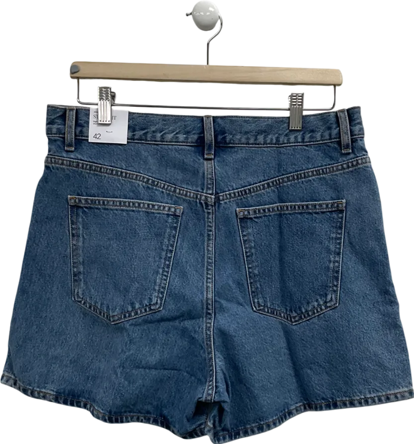 MANGO Blue Zoe High Waist Shorts UK 14