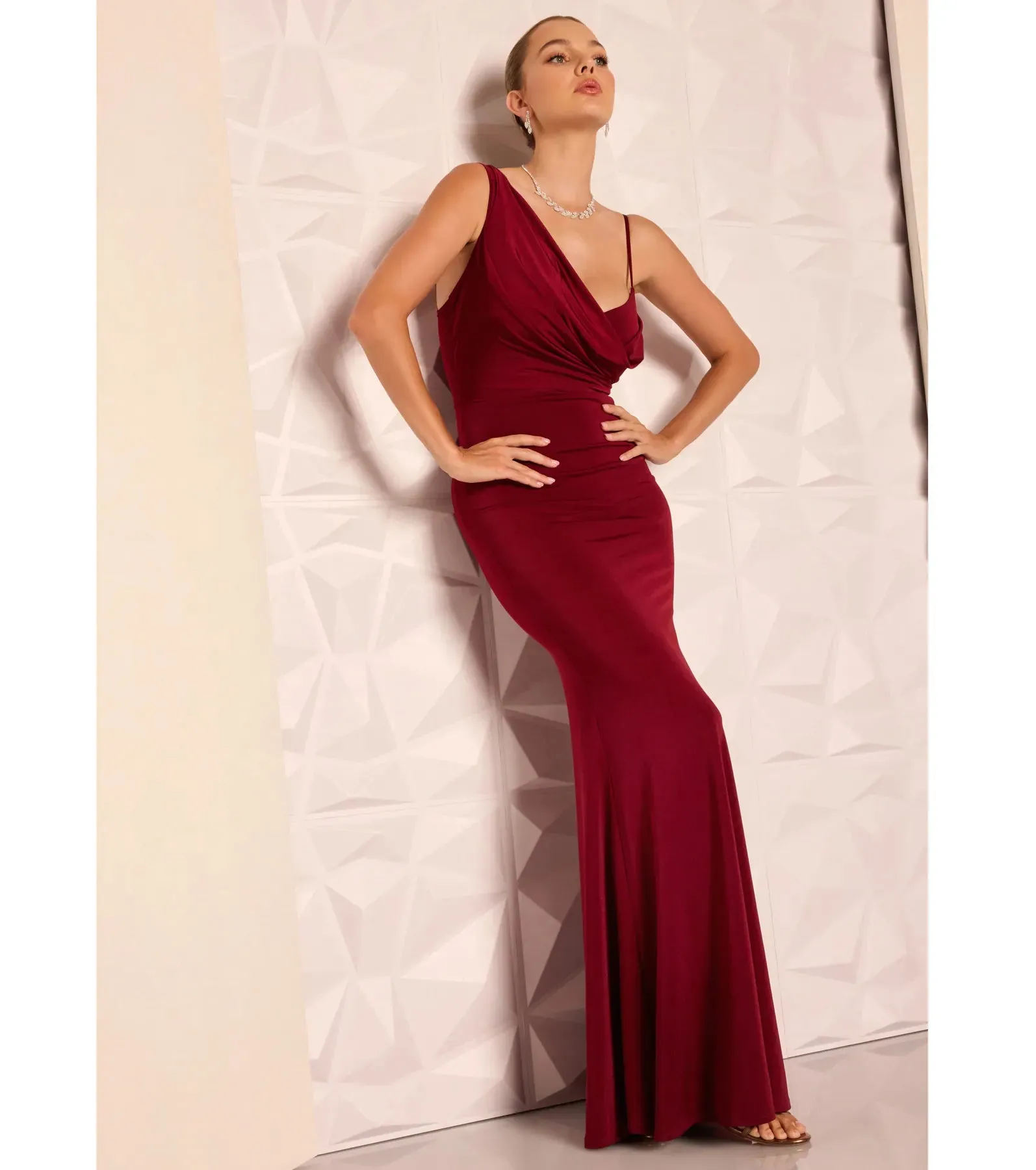 Margot One-Shoulder Cowl Neck Mermaid Dress