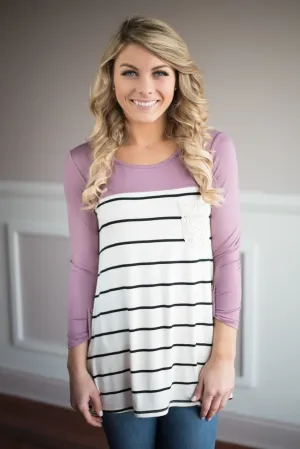 Mauve Crochet Pocket Top