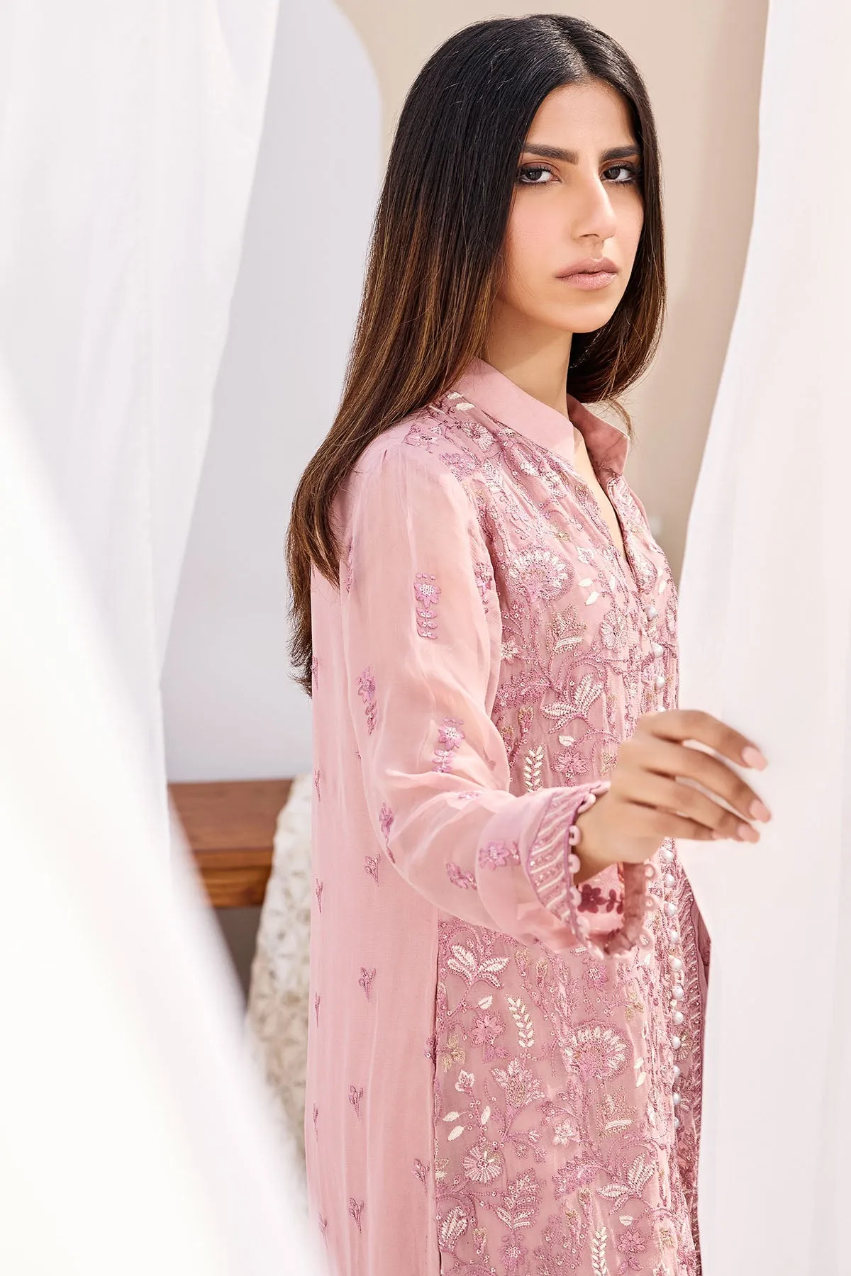 Mauve Pink Embroidered Kurta Salwar Pakistani Eid Dress