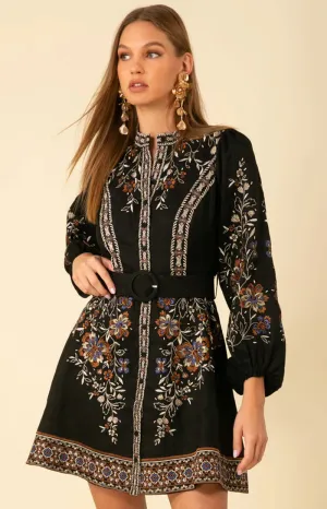 MELISSA BELTED EMBROIDERED DRESS