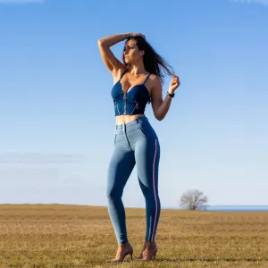 Melody Shaper Jeggings - Light Blue Jeans with Dark Thread