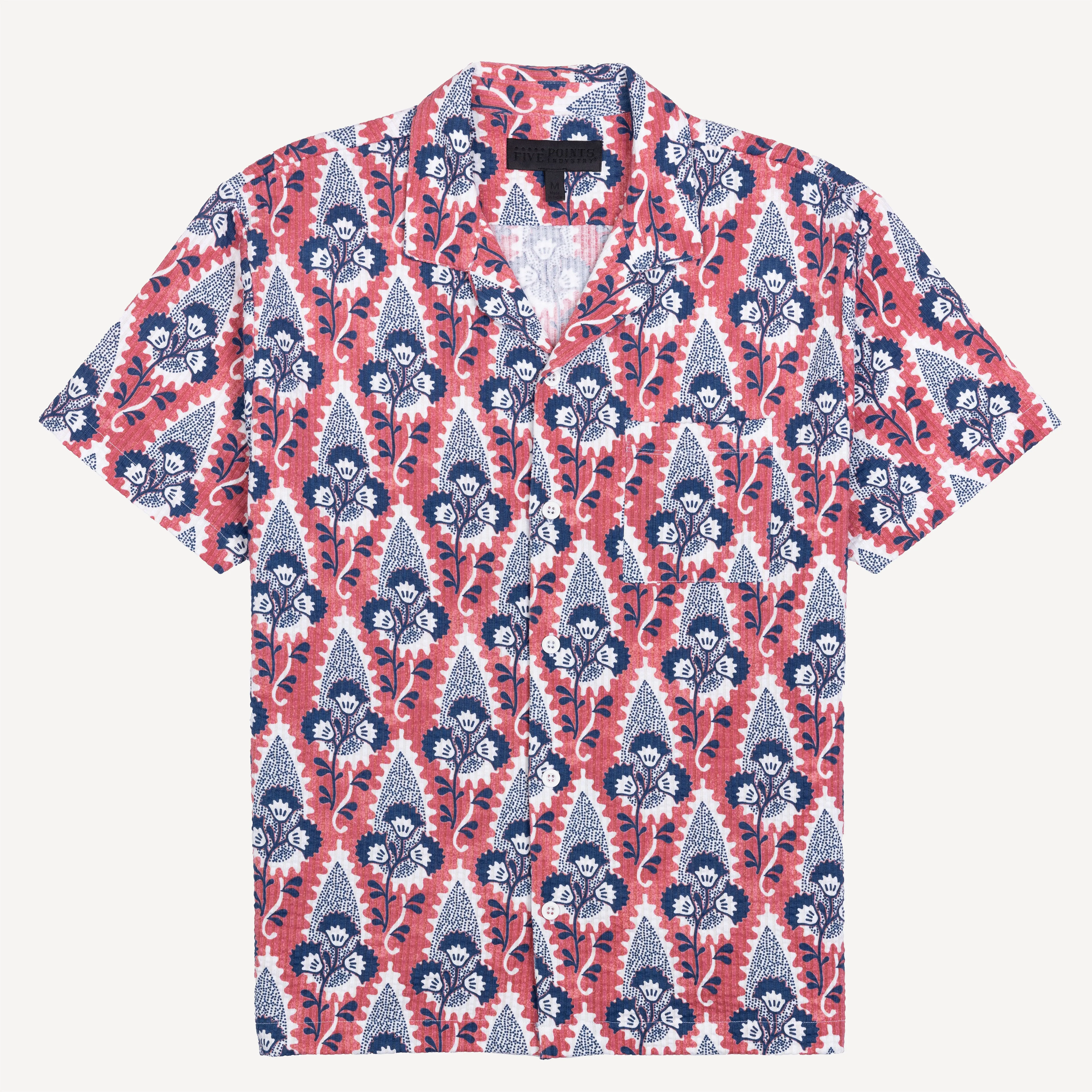 Mens Cool Knit Seersucker Camp Shirt - Desert Rose