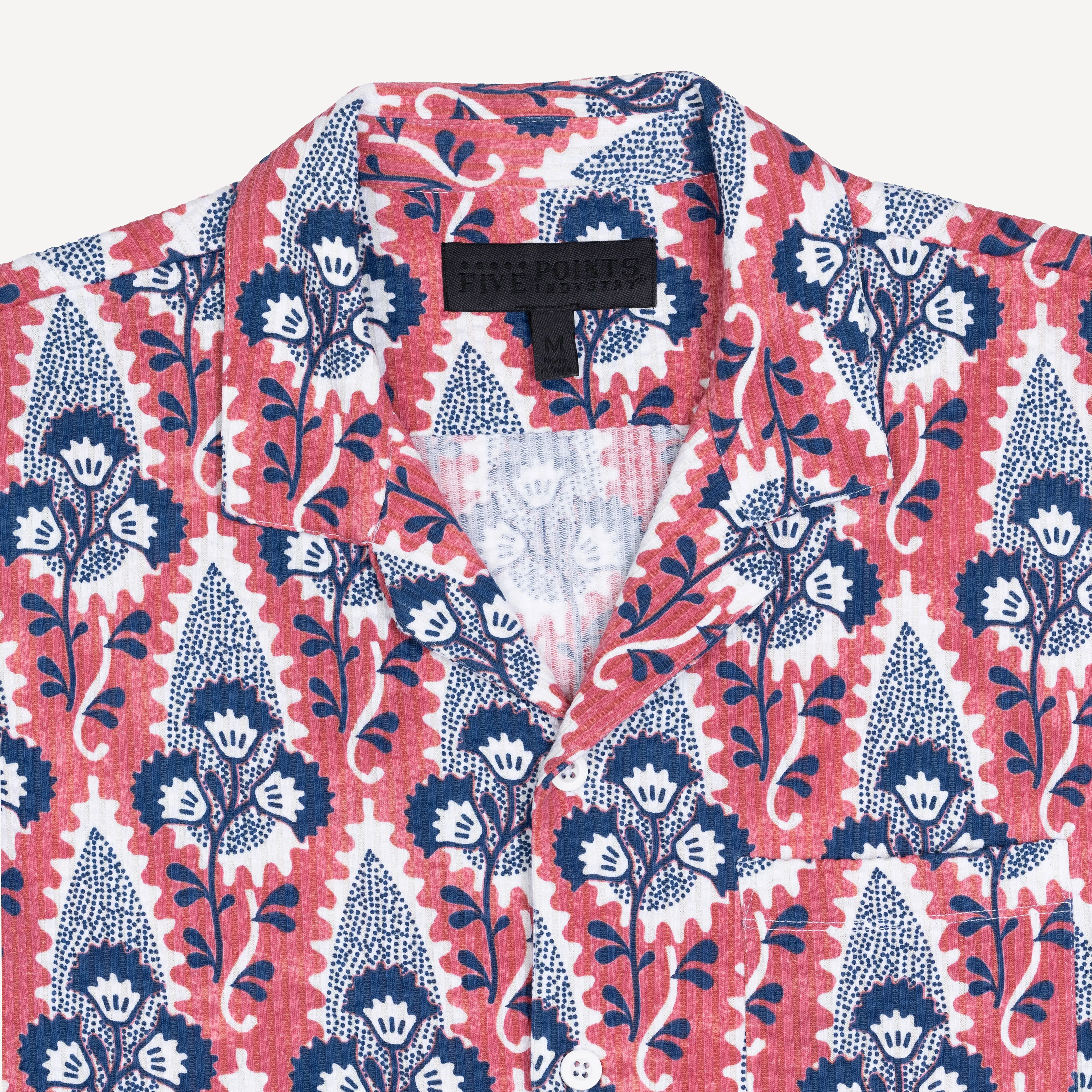 Mens Cool Knit Seersucker Camp Shirt - Desert Rose