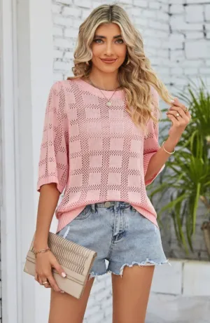 Mia Crochet Top - Pink - SOLD OUT
