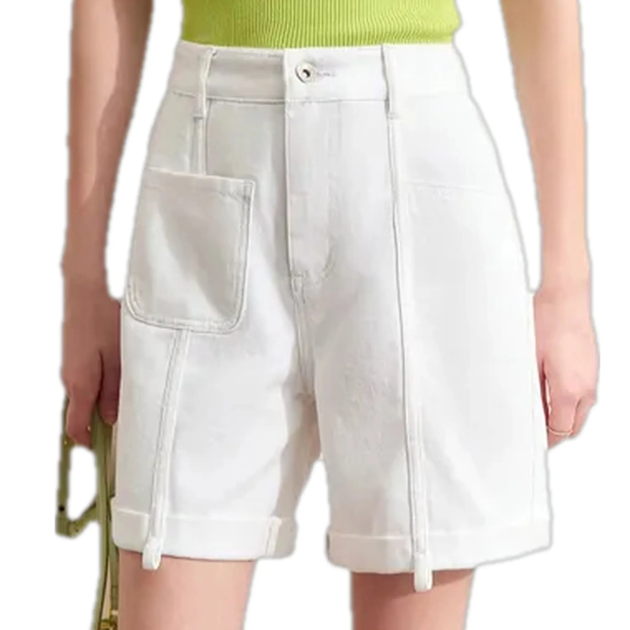 Mid rise loose fit fashion denim shorts for women