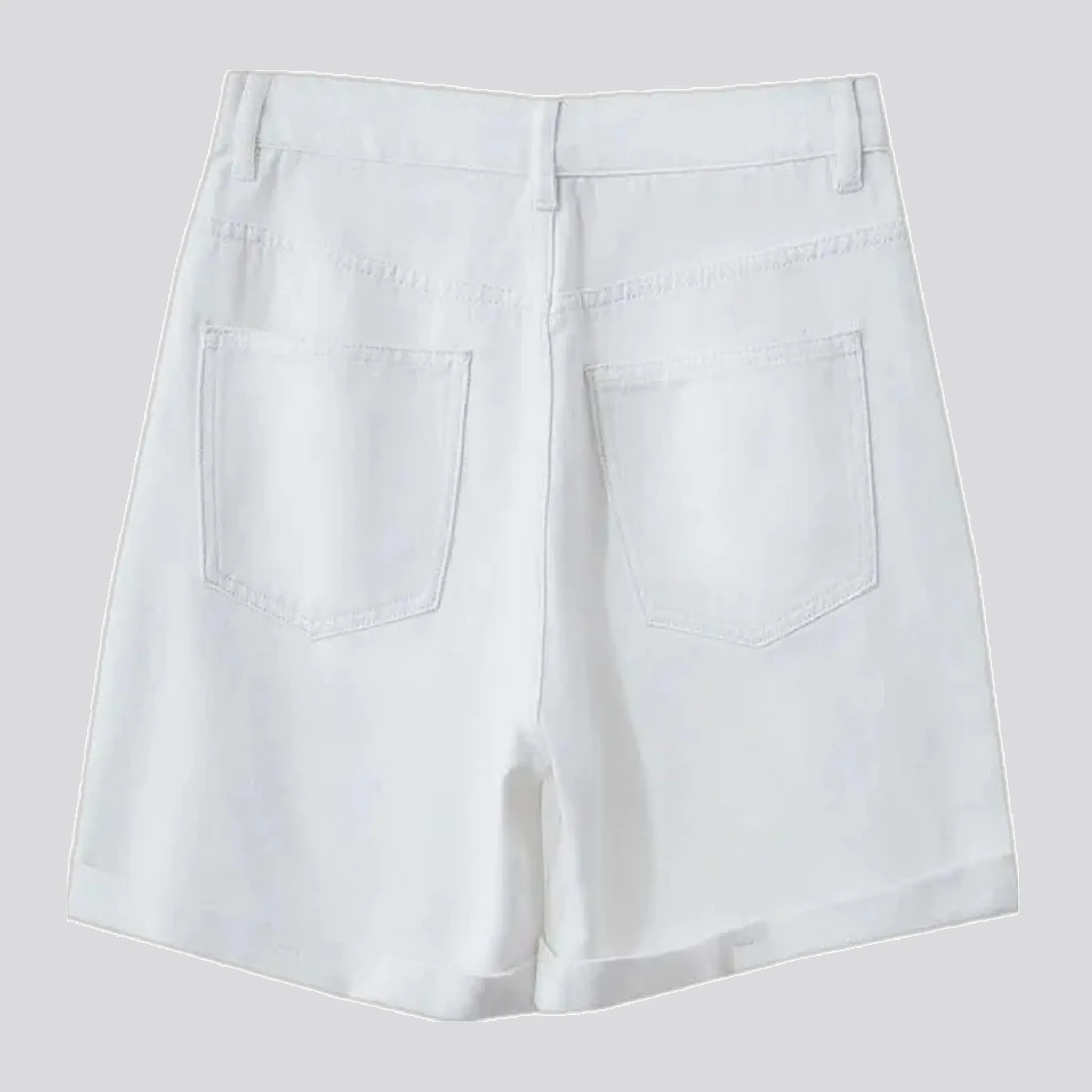 Mid rise loose fit fashion denim shorts for women