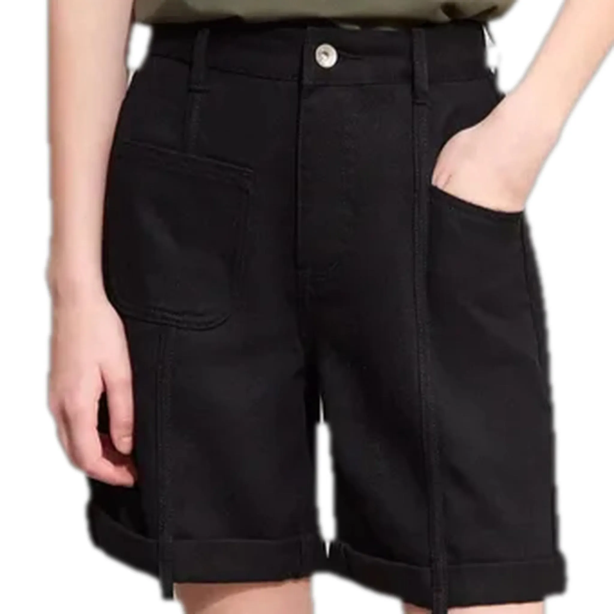 Mid rise loose fit fashion denim shorts for women