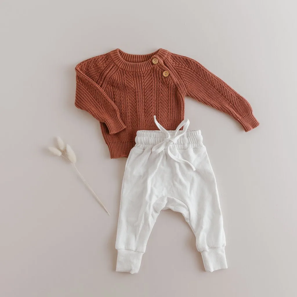 Milk Rib Cotton Stretch Harem Pants
