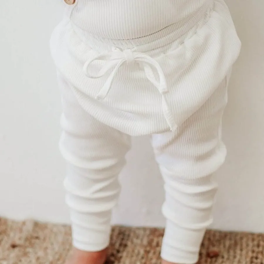 Milk Rib Cotton Stretch Harem Pants