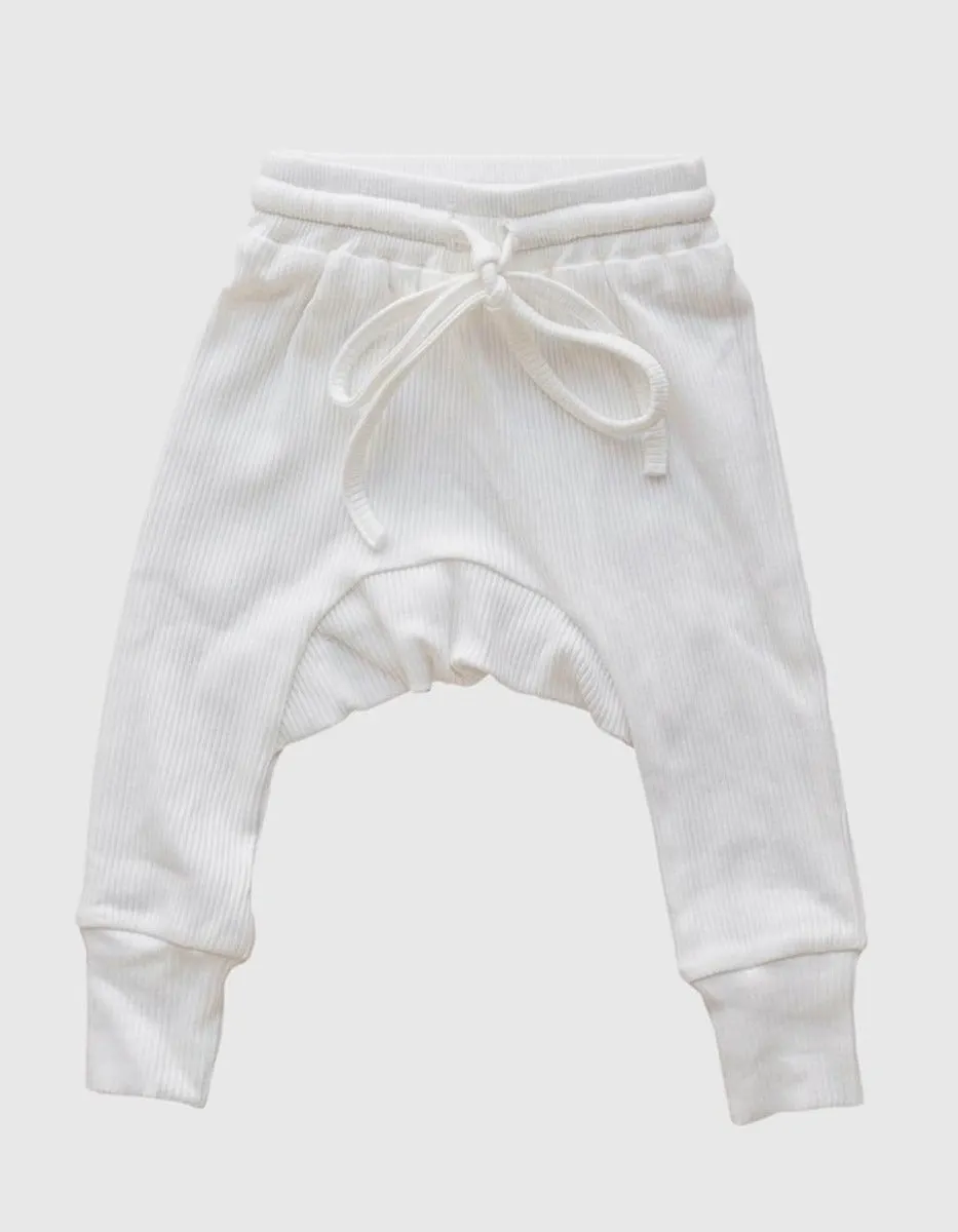 Milk Rib Cotton Stretch Harem Pants