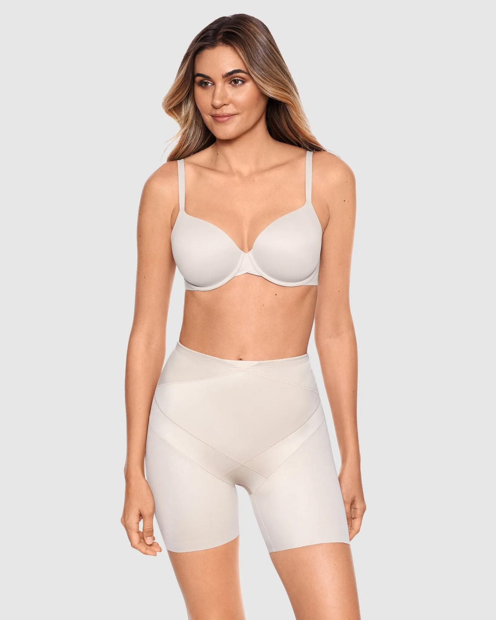Miraclesuit Tummy Tuck Firm Control Waistline Bike Shorts Beige
