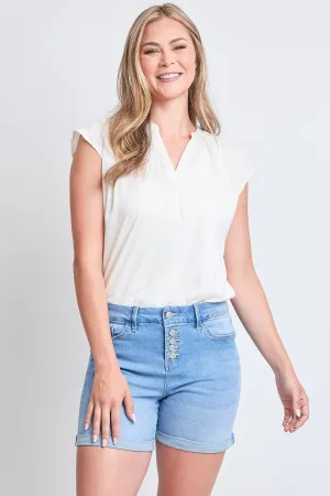 Missy Curvy Fit Exposed Button Cuffed Shorts, Pack Of 12