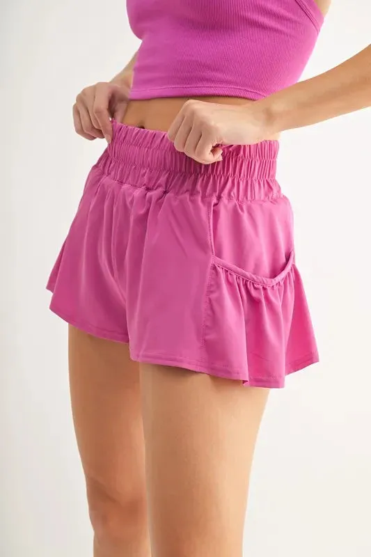 MONO B Smocked High Waist Shorts