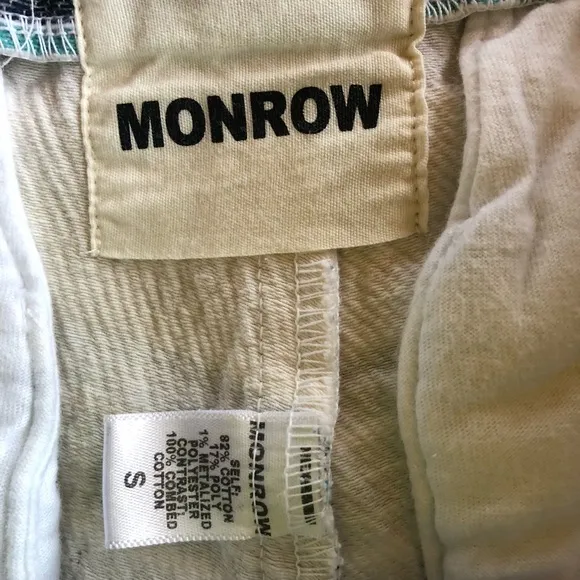 MONROW White and Blue Cotton Lace Up striped shorts