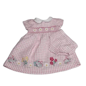 Mouse Embroidered Smocked Dress