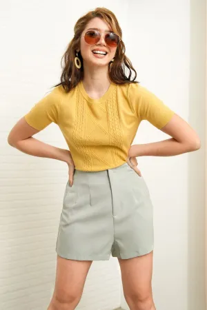 NANCY Zip-up Tailored Shorts (Pastel Green)