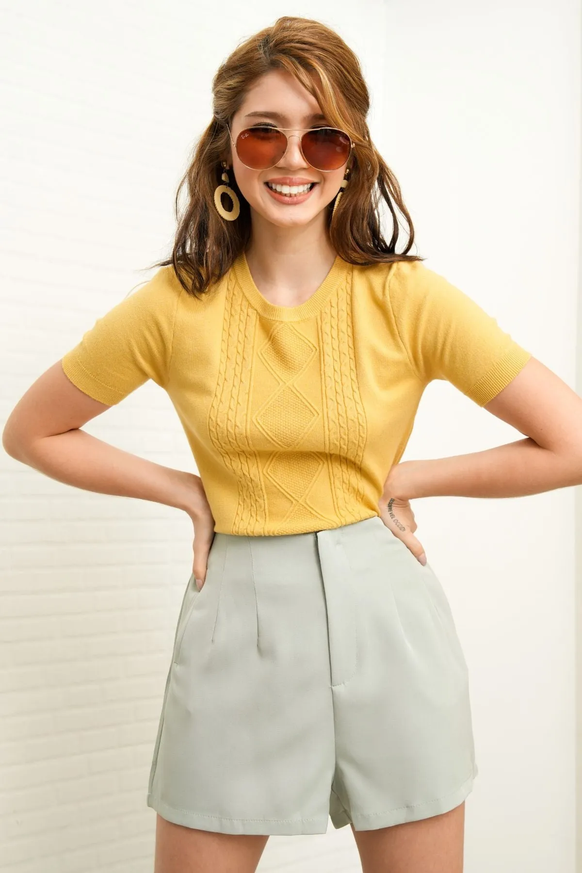 NANCY Zip-up Tailored Shorts (Pastel Green)